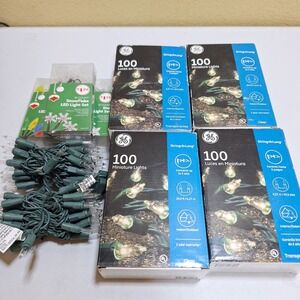 GE Christmas Lights Lot 5x 100 Count Clear Mini String Lights + 3 LED Sets